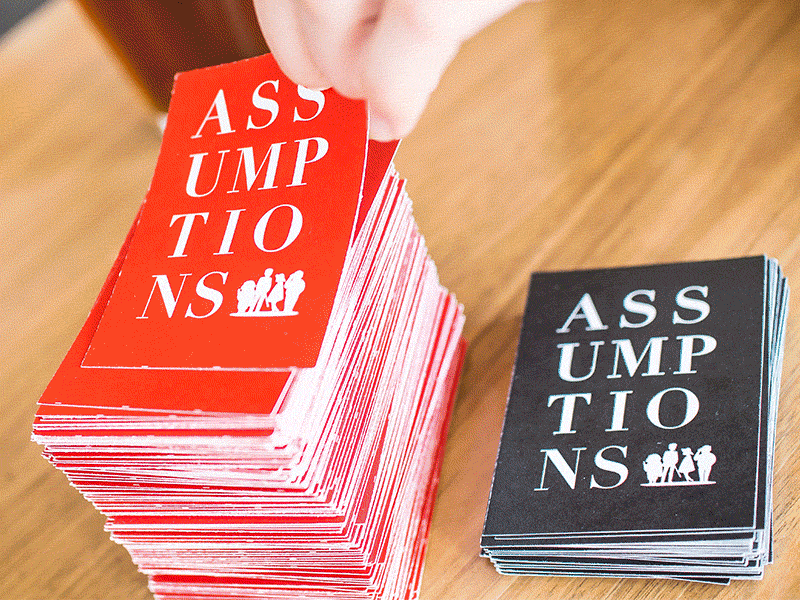 Assumptions! animated animation card design didot game gif typography