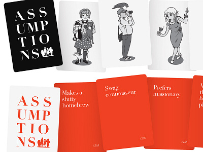 ASSUMPTIONS cards design game vector