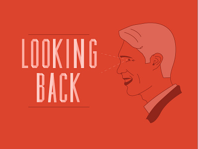 Lookingback illustration red type