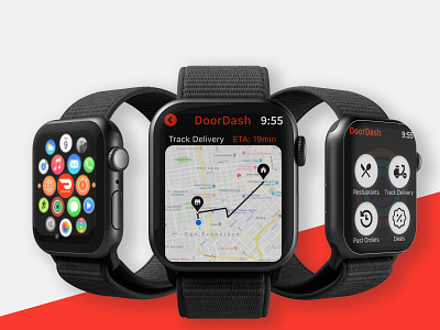 DoorDash Apple Watch App Mockup app branding design graphic design illustration logo typography ui vector