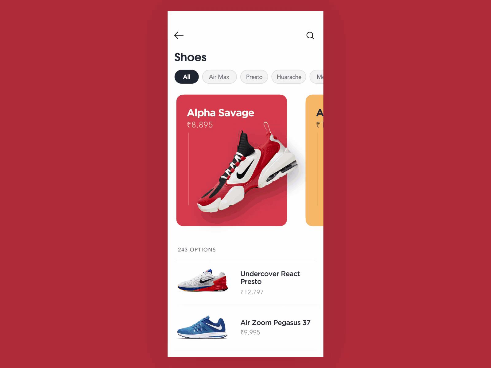 Sneakers UI Animation