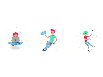 Fly! boy colourful dance flying girl illustration macbook ui