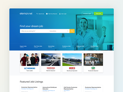 Eleman.net UI Design carrier clean job listing job search jobs minimal ui ux web design website