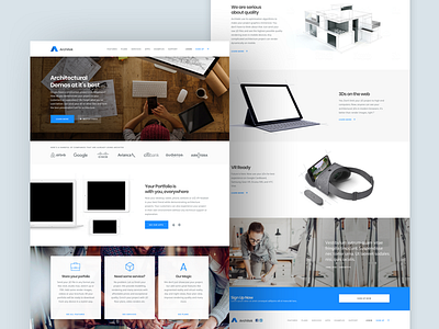 Architek architect design flat landing minimal ui ui design ux vr web