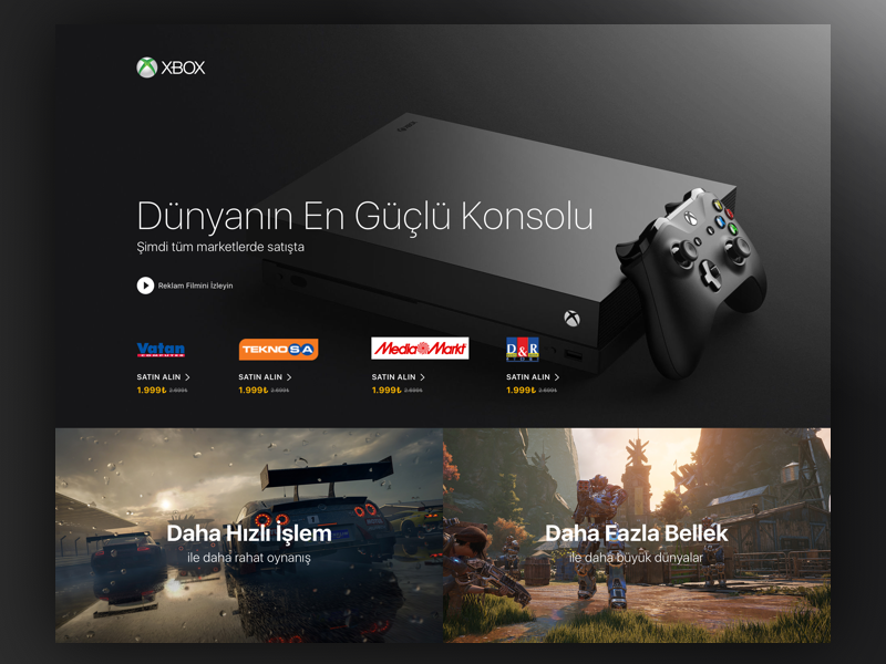 Xbox Landing Page typography layout landing microsoft xbox minimal ux ui
