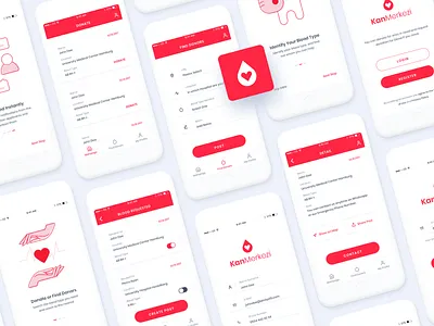 Kan Merkezi App Design app blood donation clean design designers development icon illustration layout logo minimal mobile project red and white simple ui ui design ux web design website