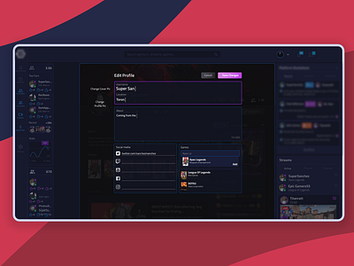 eSports platform Edit profile