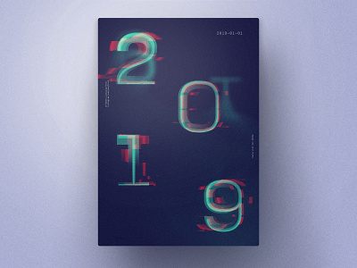 2019 New Year Typo Poster 2018 2019 blue blur depth glitch happy new new year numbers nye pixel poster red stereo trends typo typography year