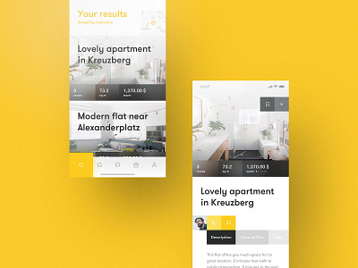 Appartment Scout App app appartment black blur clean colors design feed flat frish ios light modern munich stylish typography ui vector yellow yung
