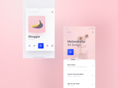 Cream iOS UI Kit Music Section app design detail digital frish goods interactions ios kit light music overlay pastell player playlist resources ui ui8 ux yung