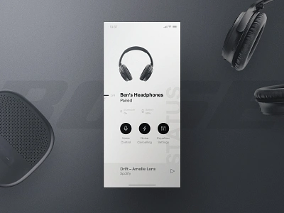 Bose iOS App Redesign app black bose clean headphones ios iphone layout light minimalistic music product redesign shot smart speaker typography ui ux white