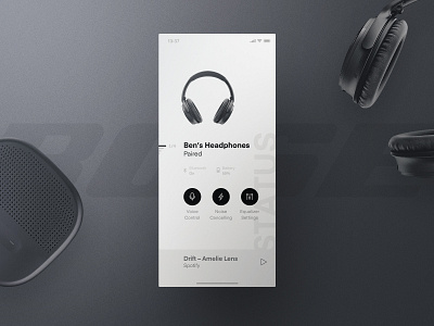Bose iOS App Redesign app black bose clean headphones ios iphone layout light minimalistic music product redesign shot smart speaker typography ui ux white