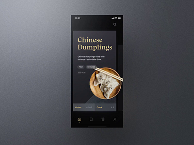 Sheek Food iOS UI Kit Hero Animation clean cook cooking dark design elegant food frish ios kit order professional recipes restaurants sheek shift system ui ui8 yung