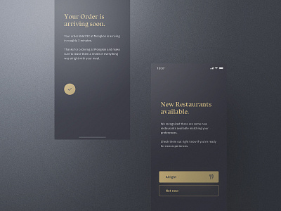 Sheek Food iOS UI Kit Notifications clean cook cooking dark design elegant food frish ios kit order professional recipes restaurants sheek shift system ui ui8 yung