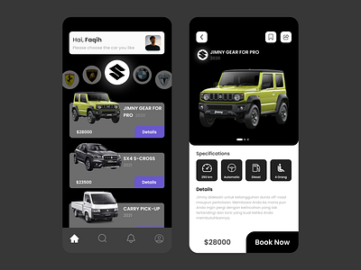 Car Marketplace Mobile Apps automotiv car dark dark mode design marketplace mobile showroom ui ux vehicle