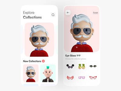 NFT's collections avatar avatar generator clean emoji emoji set generator memoji mobile app design mobile design mobile ui omeji app ui ux