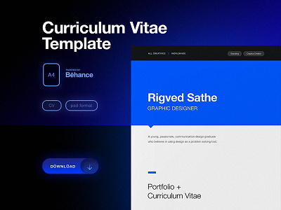 CV Template behance cv design digital freelance photoshop portfolio psd resume template work