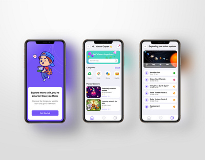 Educational App UI For Kids app appui branding eductaionalapp eductionui graphic design illustration onlinecourse schoolui ui uiux ux