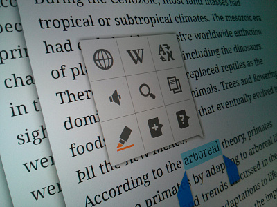 Reader Context Menu icons ipad reader ui