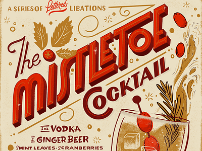 Mistletoe cocktail lettered libation series cocktail drink holiday illustration lettering libation retro vintage