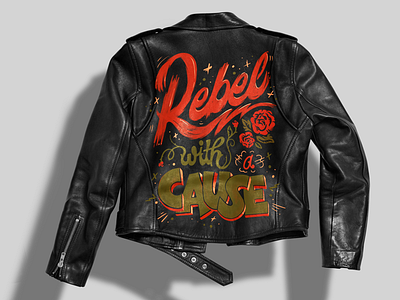 Painted leather jacket hand lettering hand painted illustration jacket leather lettering painting rebel rock n roll