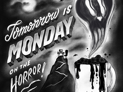 Case of the Mondays halloween hand lettering humor illustration retro work spooky vintage