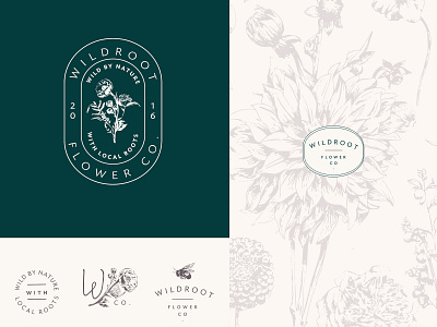 WildRoot Flower Co. secondary elements branding farm floral flowers illustration logo natural