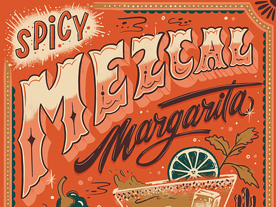 Lettered Libations Mezcal Margarita drink drink recipe hand lettering illustration margarita mezcal retro vintage