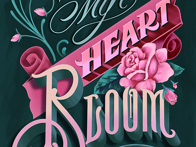 Valentines romantic styled card greeting card hand lettering illustration lettering licensing romance roses valentinesday victorian vintage