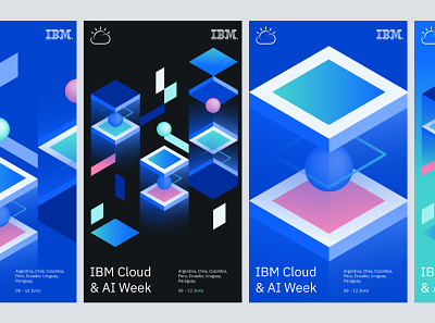 IBM cloud ai week visual identity proposal circle clean cloud data digital event geometric gradient ibm isometric technology