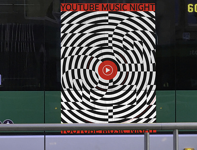 YouTube Music Night app black circles graphics music night radial sound stripes waves white youtube youtube logo