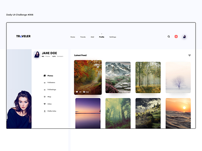 User Profile daily 100 challenge daily ui 006 dailyui travel trips user profile