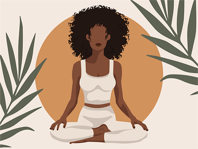 African american girl in Lotus pose Yoga Meditation art desert color graphic design silhouette