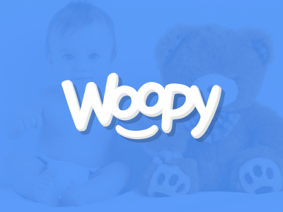 Dribbble Woopy baby brand child face fun kids logo logotype shoes typography woopy