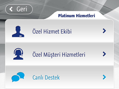 Turkcell Platinum App app grey iphone menu mobile platinum turkcell ui ux