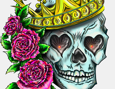 skull of the king of love - love and roses - power and love branding design graphic design illustration logo typography ui