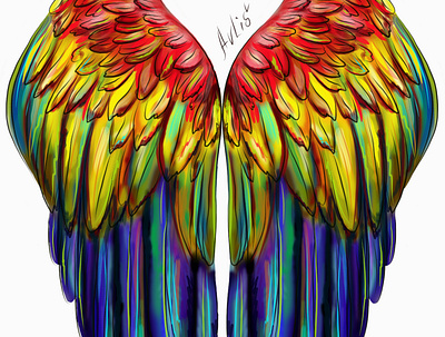 Macaw parrot wings. tropics. branding design graphic design illustration logo typography