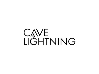 Cave Lightning Logo black and white bolt branding bw cave cavern caves clever double meaning futura identity light lighting lighting bolt lighting design logo logotype mark smart