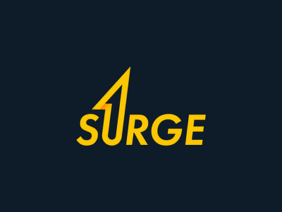 Surge Logo arrow branding electricity gradient identity lightning bolt logo logotype mark shadow surge up