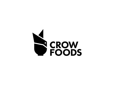 Crow Foods Logo bird branding clever creative logo crow double meaning flying bird foods logo mark minimal minimalist plate smart