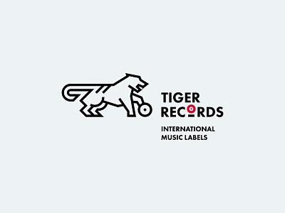 Tiger Records Logo animal branding disk futura identity label logo mark music musician outline record label records tiger tiger logo tigers