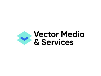 Vector Media & Services blue bold branding corner cyan gilroy identity layers logo logotype mark media service square v vector