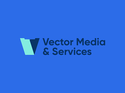 Vector Media & Services blue branding cyan dark folder identity logo logotype mark open v