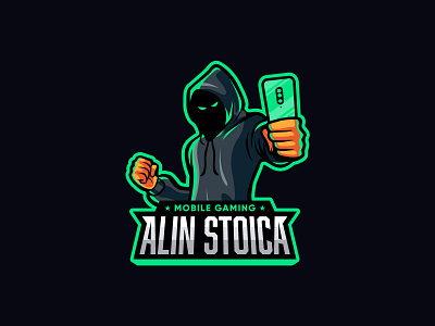 Alin Stoica - Mobile Gaming branding character e sports esport gaming hand hood identity logo mark phone