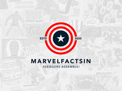 Marvel Instagram Page Logo america avengers branding captain america comics facts identity logo logotype mark marvel shield star stripes superheroes