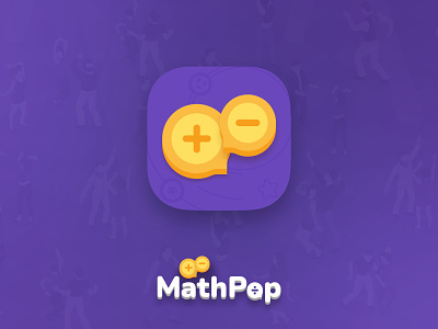 Mobile Game App Icon app calculate calculation coins dance divide game gold icon illustration ios math minus multiply music plus pop purple