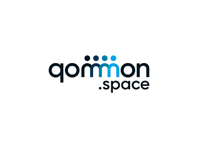 Qommon Space avatar black blue branding common gradient group heads identity logo logotype mark people shades side space