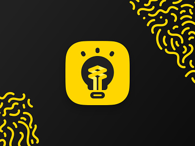 Smarter - Brain training & Mind games App Icon app app icon bright dark mode game idea identity light bulb logo smarter ui yellow