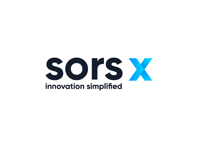 sors X - innovation simplifies arrow blue branding company dev development forward gradient identity logo logotype mark outsourcing software tech technology x