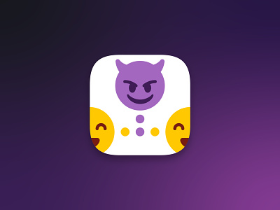Emoji App Icon app app store branding connection devil emoji evil gradient happy icon laugh logo prank smiley face ui
